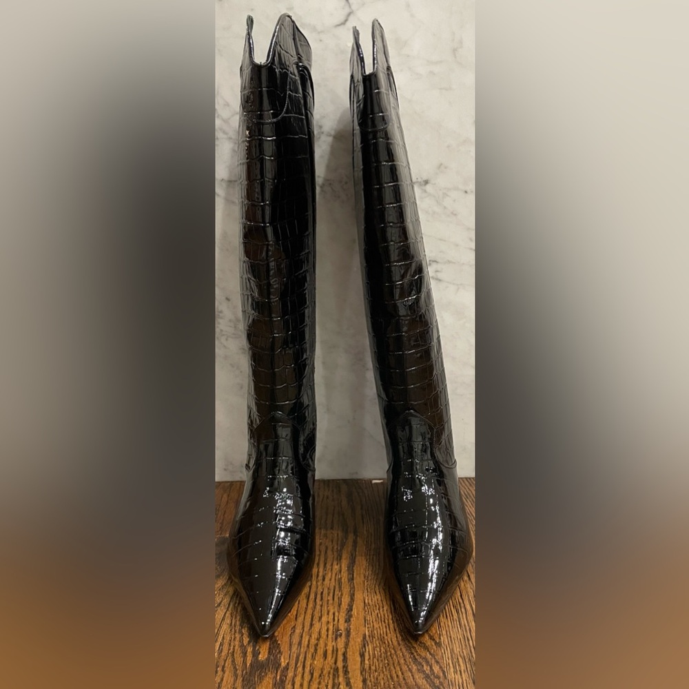 Anine Bing TALL RAE BOOTS - BLACK EMBOSSED NIB size 38 - Picture 7 of 11